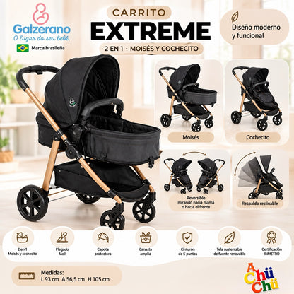 Galzerano Carrito Extreme Vita 2 EN1 - 1442-VGL/1441-BLD/ 1441CAR 🖤🎶✨
¡Elegancia, comodidad y practicidad para disfrutar de cada paseo con tu bebé! ✨🎶