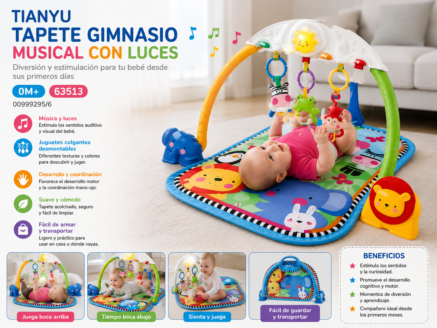 Tianyu Tapete Gimnasio Musical con Musical & Luces 63513 💚