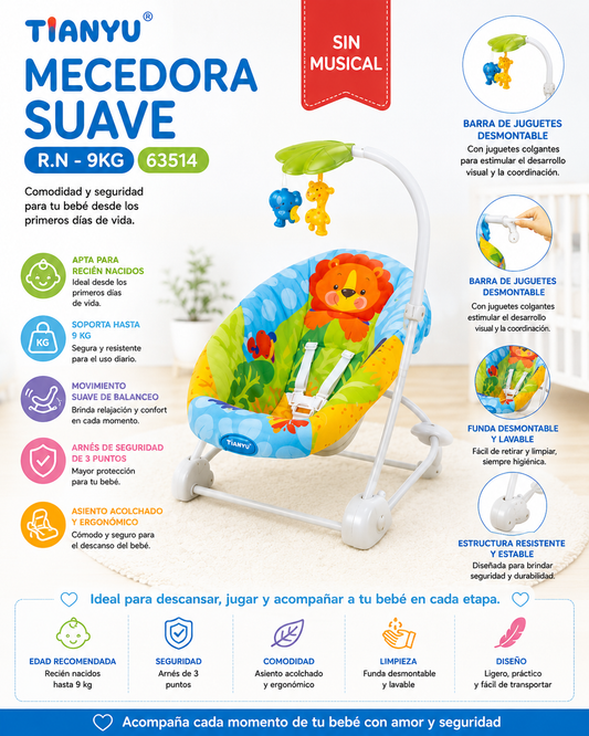 Tianyu Mecedora Suave Musical 0m+ / 9 kg 63514 💚