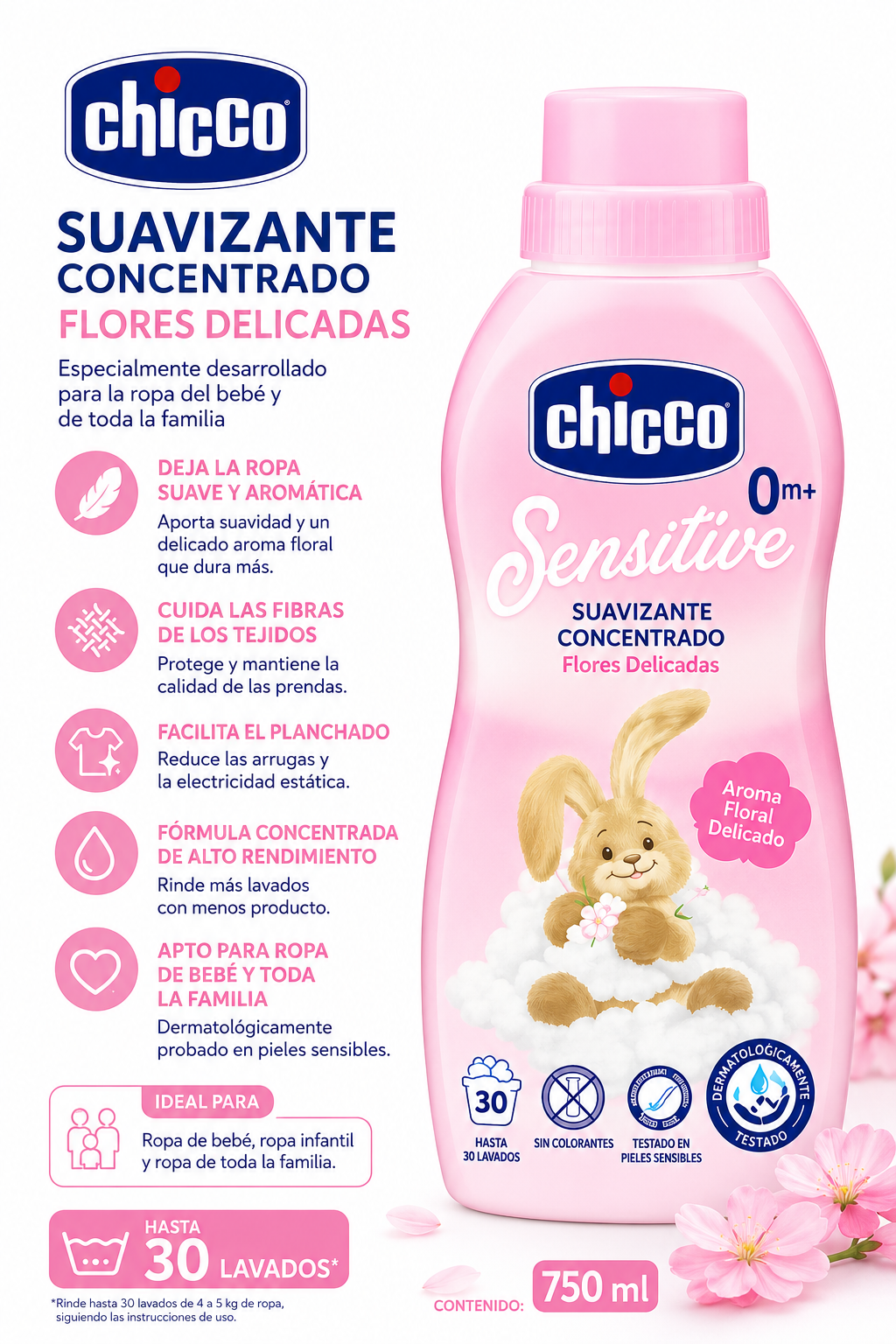 Chicco Higiene Suavisante Flores Delicadas Rosa 750ml 
5876-10 / 122462 🩷
