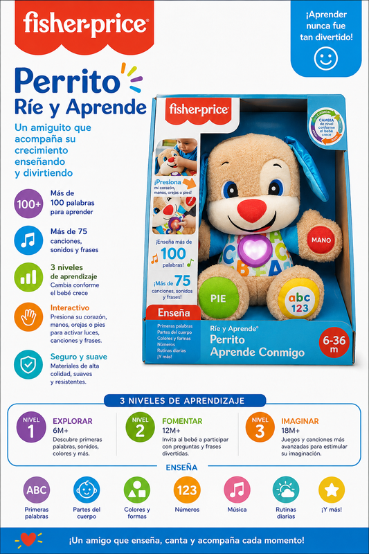 Fisher-Price Perrito Ríe y Aprende Azul FTN30 - 649888