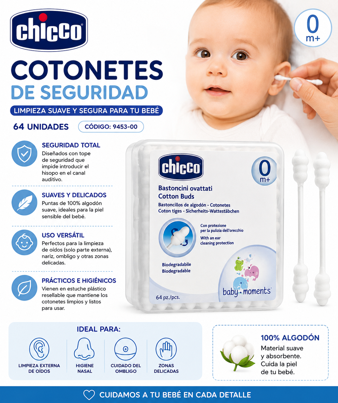 Chicco Cotonetes De Seguridad 64 Und - 9453-00