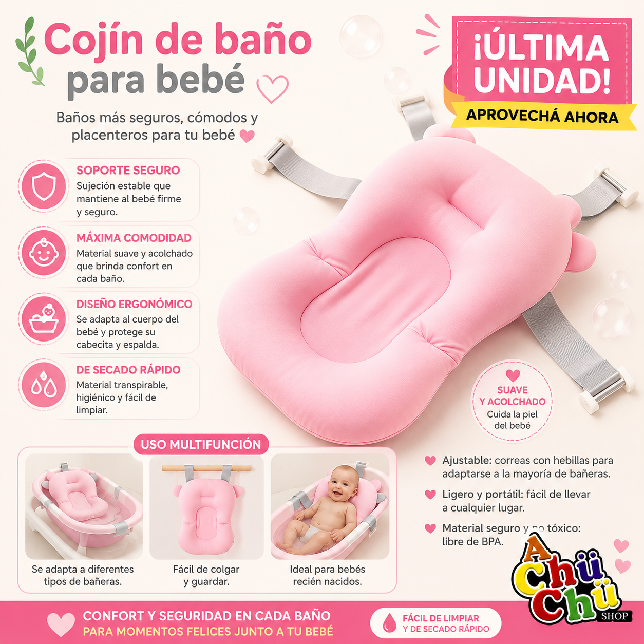 Almohada de Seguranza para Bebe Bañera YD050