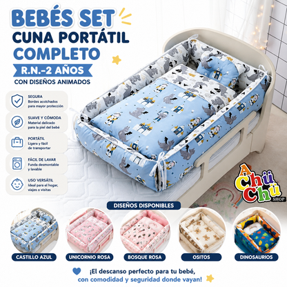 Cama Cuna Portátil Completo R.N.-2 años con Diseños Animados 123123 🩷🩵