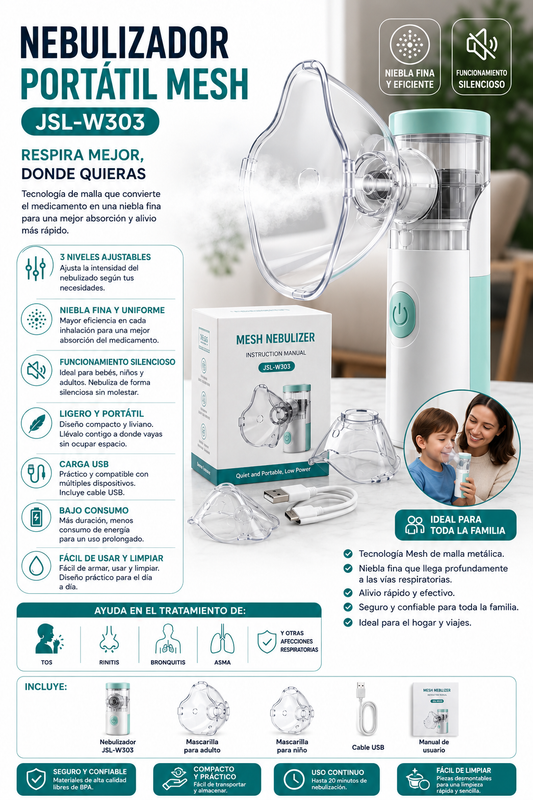 Mesh Nebulizador Portátil JSL-W303 - 449589 💚