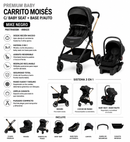 Premium Baby Carrito Moisés C/ Baby Seat + Base P/Auto Mike Negro PBSTR405BK - 498425 💚