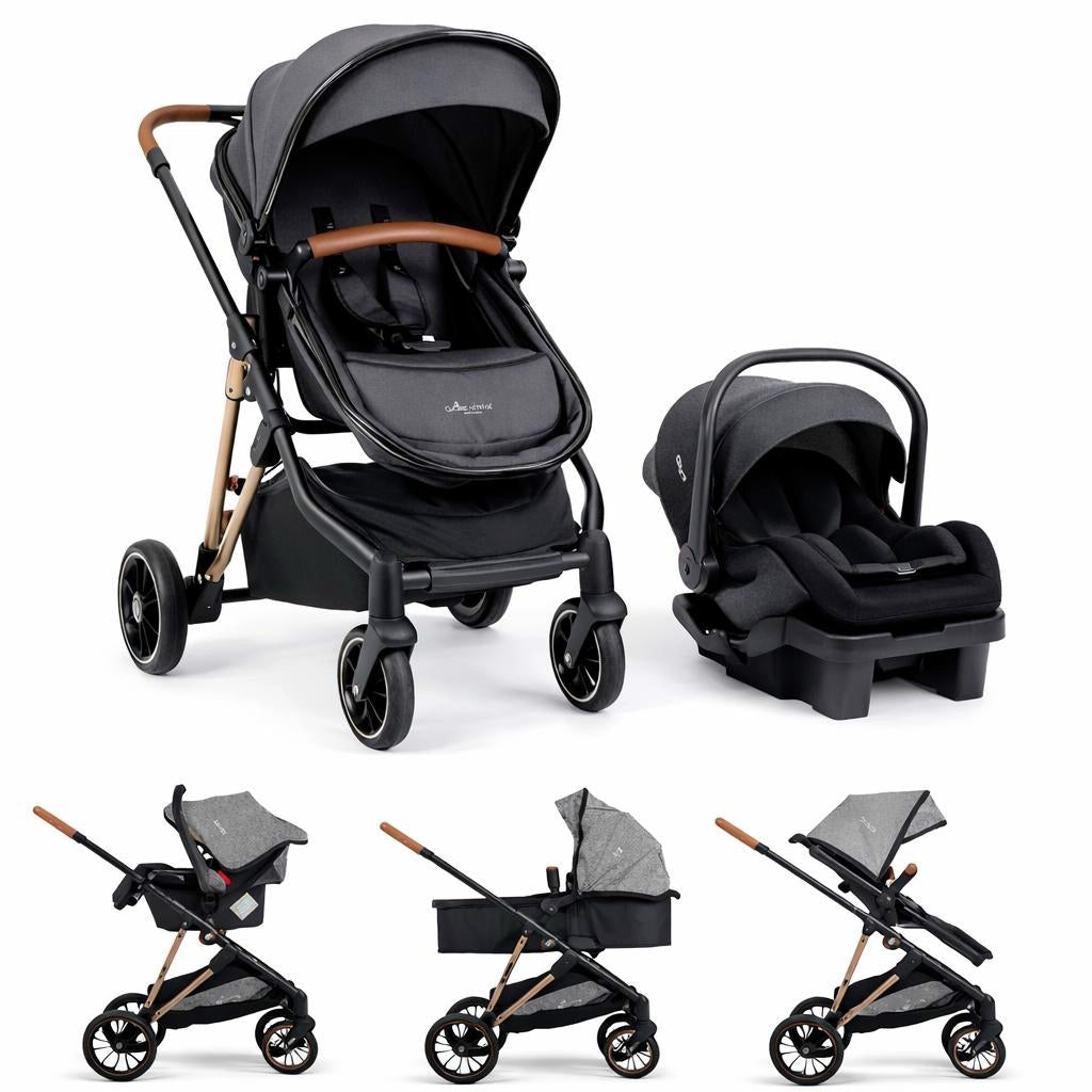 Premium Baby Carrito Moisés con  Baby Seat C/Base Ana Negro PB-STR404BK - 209699 💚