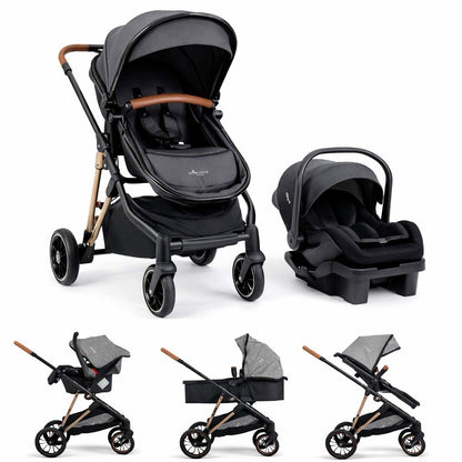 Premium Baby Carrito Moisés con  Baby Seat C/Base Ana Negro PB-STR404BK - 209699 💚