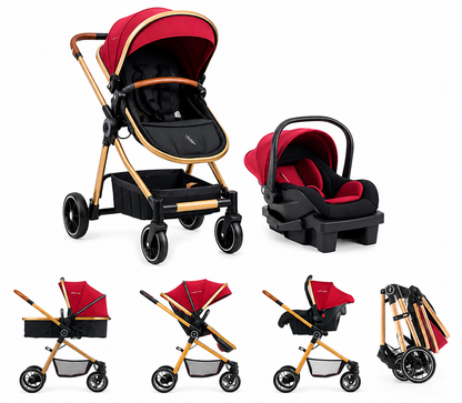 Premium Baby Carrito Moisés C/Baby Seat Mike 3 En 1 Bordó + Baby Confort + Base P/Auto R.N.-14kg/18kg PB2102 - 135833