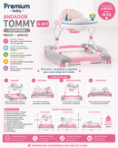 Premium Baby Andador Tommy 4en1 Color Rosa - PB2375 - PB-E701PK 💛