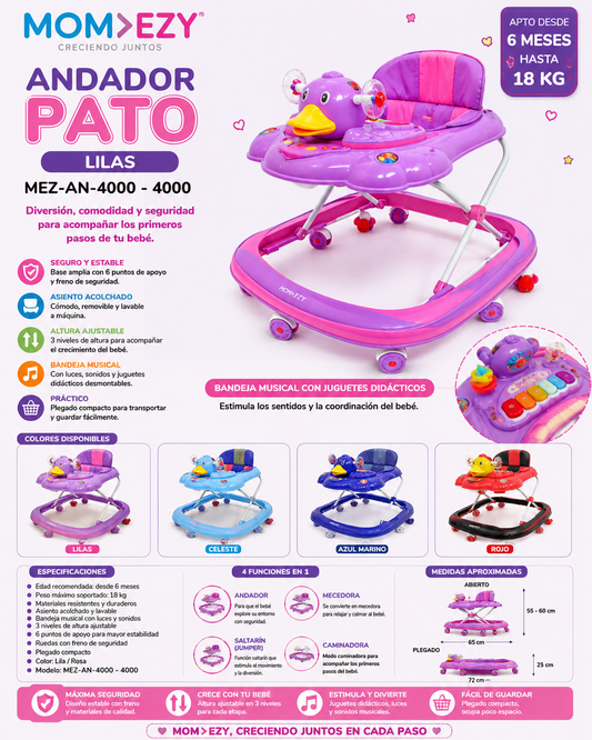 MOM>EZY Andador Pato Lilas – MEZ-AN-4000