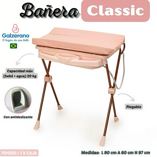 Galzerano Bañera Classic c/ Cambiador + Antideslizante Rosa R.N.-20 kg – Ref. 7045