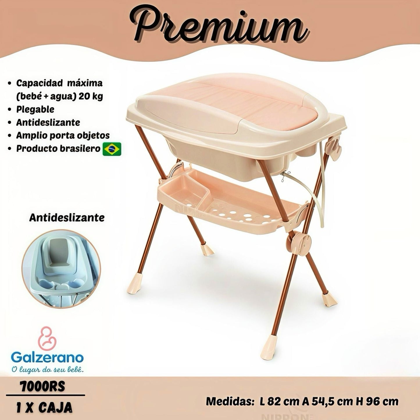 Galzerano Bañera Premium +Antideslizante Color Rosa R.N-20KG - 7000