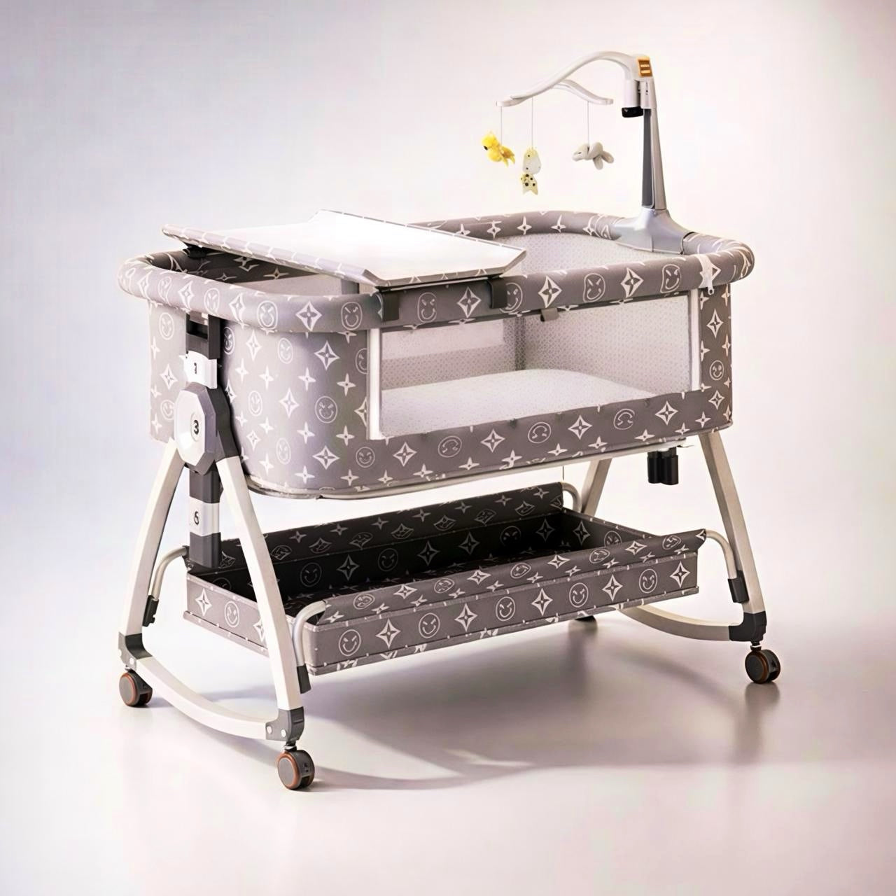 Cuna Colecho Multifuncional P/Bebé Plegable y Ajustable Color Gris - C9191 🩶