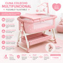 Cuna Colecho Multifuncional P/Bebé Plegable y Ajustable Color Rosa 858858 🩷