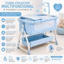 Cuna Colecho Multifuncional P/Bebé Plegable y Ajustable Color Celeste - 858858 🩵