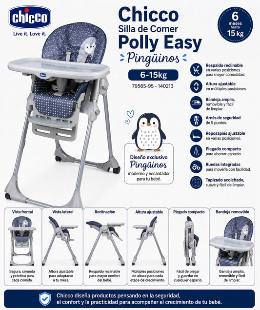 Chicco Silla De Comer Polly Easy Pingüinos 6-15kg - 79565-95 - 140213