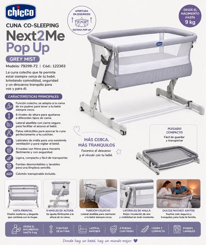 Chicco Cuna Cosleeping Next2Me Pop Up Grey Mist
Modelo: 79299-72 | Cód.: 122363