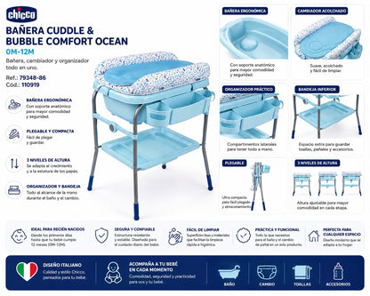 Chicco Bañera Cuddle & Bubble Comfort Ocean 0m-12m
Ref.: 79348-86 | Cód.: 110919