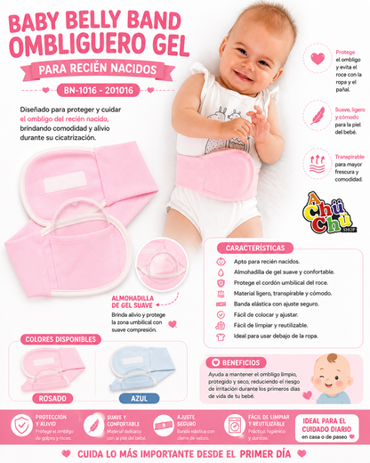Baby Belly Band Ombliguero Gel Para Recién Nacidos Color Rosa BN1016 – 201016