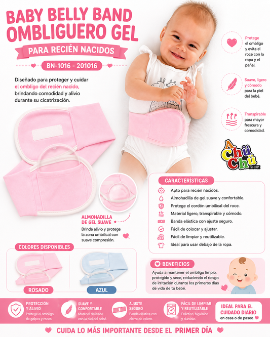 Baby Belly Band Ombliguero Gel Para Recién Nacidos Color Rosa BN1016 – 201016