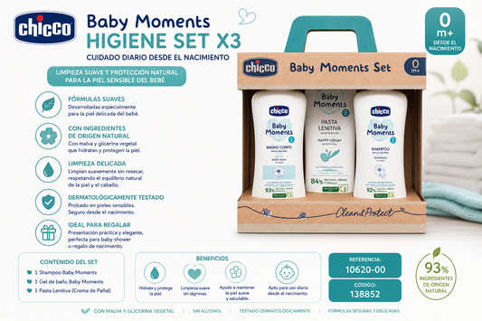 Chicco Baby Moments Higiene Set x3
Ref.: 10620-00 | Cód.: 138852