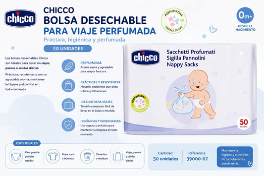 Chicco Bolsa Desechable para Viaje Perfumada 50 Unidades
Ref.: 39000-07