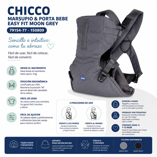 Chicco Porta Bebé Marsupio Easy Fit Moon Grey
79154-77 - 150809