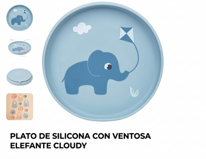Buba Platito en silicona con ventosa elefante cloudy 7m+ Bub20889 - 808895