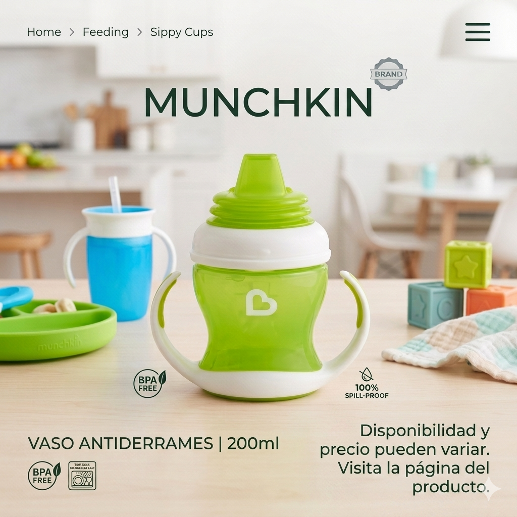 Munchkin Alimentación Vaso de Transición C/Asas Gentle 4m+ Color Verde 118ML MU17129