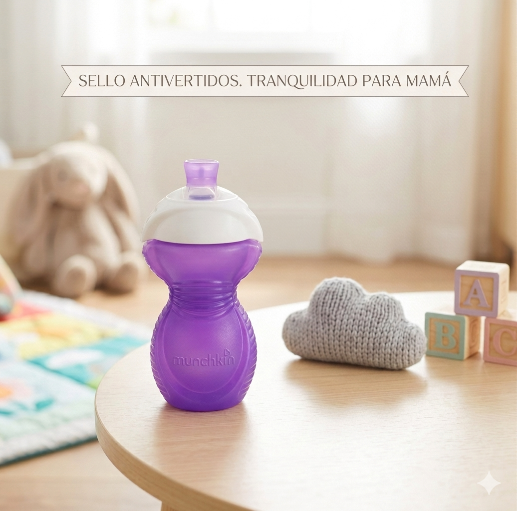 Munchkin Alimentación Vasito Click Lock C/Pico Bite Proof 266ML Coloca  Lilas 9m+ MU 44176 - 441660