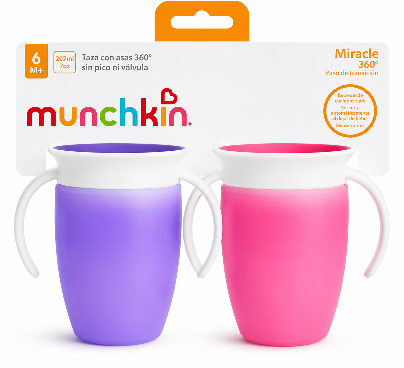 Munchkin Alimentación Vaso Miracle 360 C/Asas 207ML Pack X2 Rosa/Lilas - 6m+ MU21146 - 173486