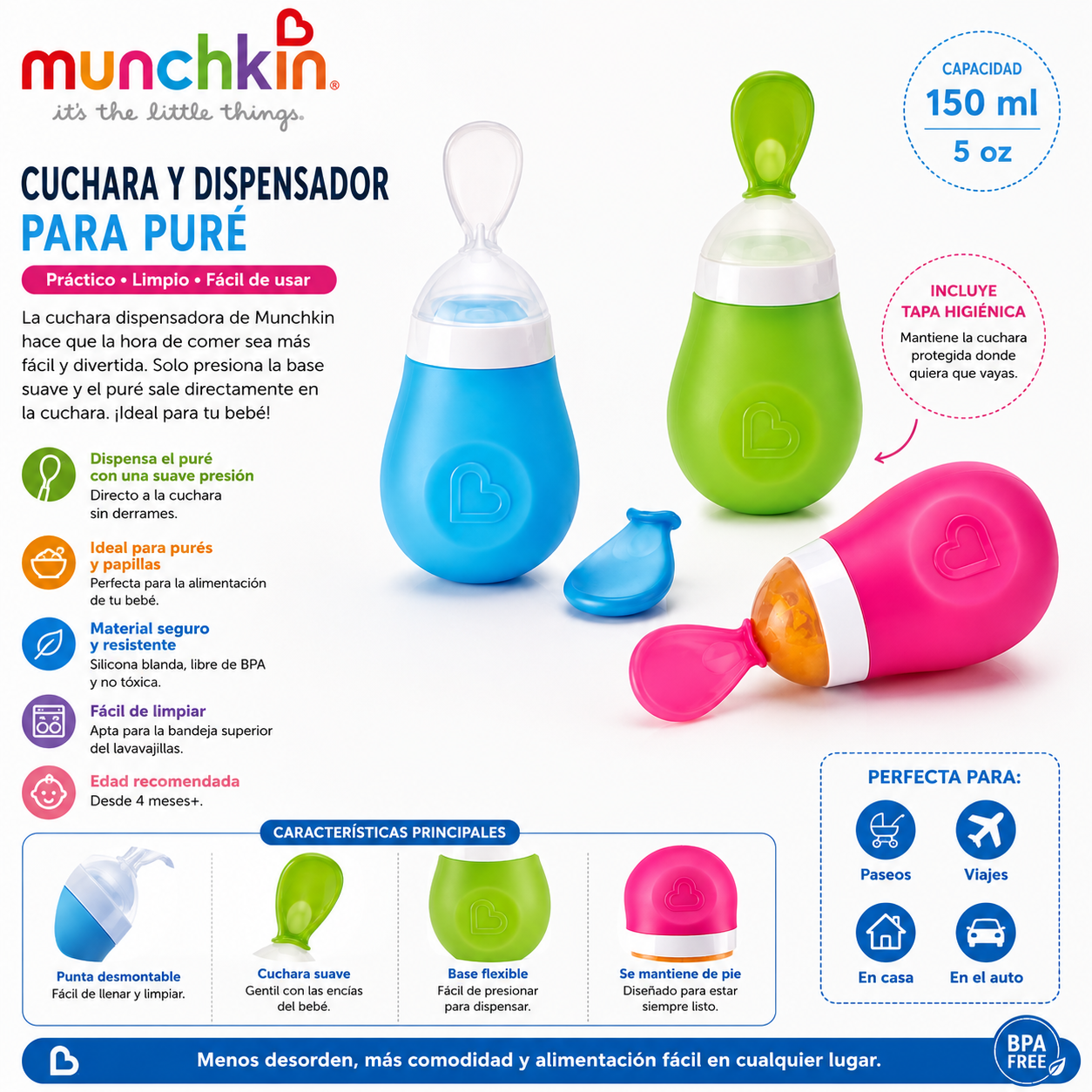Munchkin Cuchara y dispensador para puré 150 ml 158070