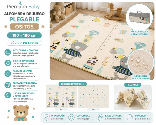 Premium Baby Alfombra Tapete de Juego Plegable Ositos 190 × 180 cm
PB-E601BR 💛