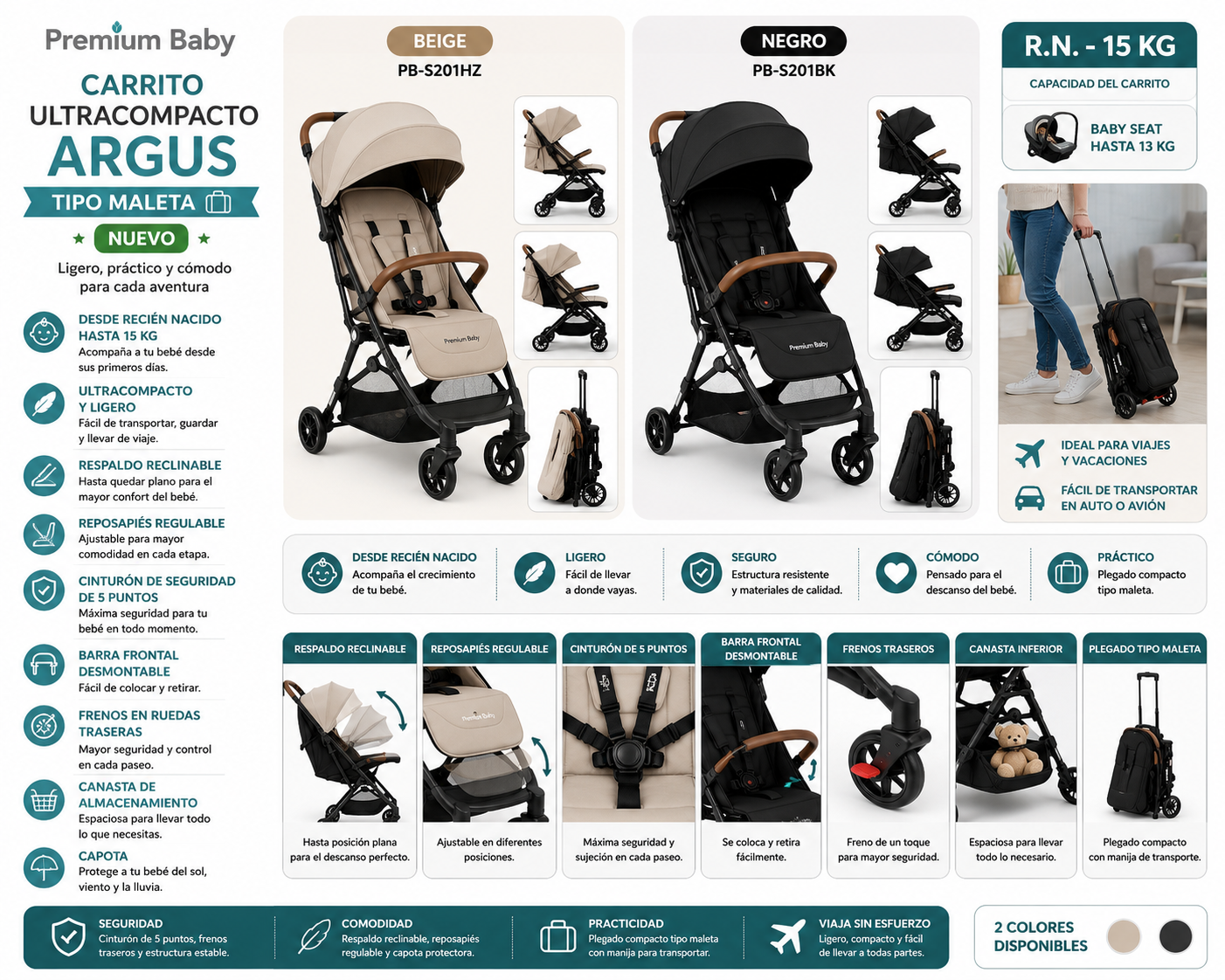 New ✨Premium Baby Carrito Ultracompacto Argus Tipo Maleta R.N. – 15 kg
🤎 Beige — PB-S201HZ
🖤 Negro — PB-S201BK

🆕✨ ¡Nuevo modelo! Comodidad y practicidad para acompañar cada aventura con tu bebé.