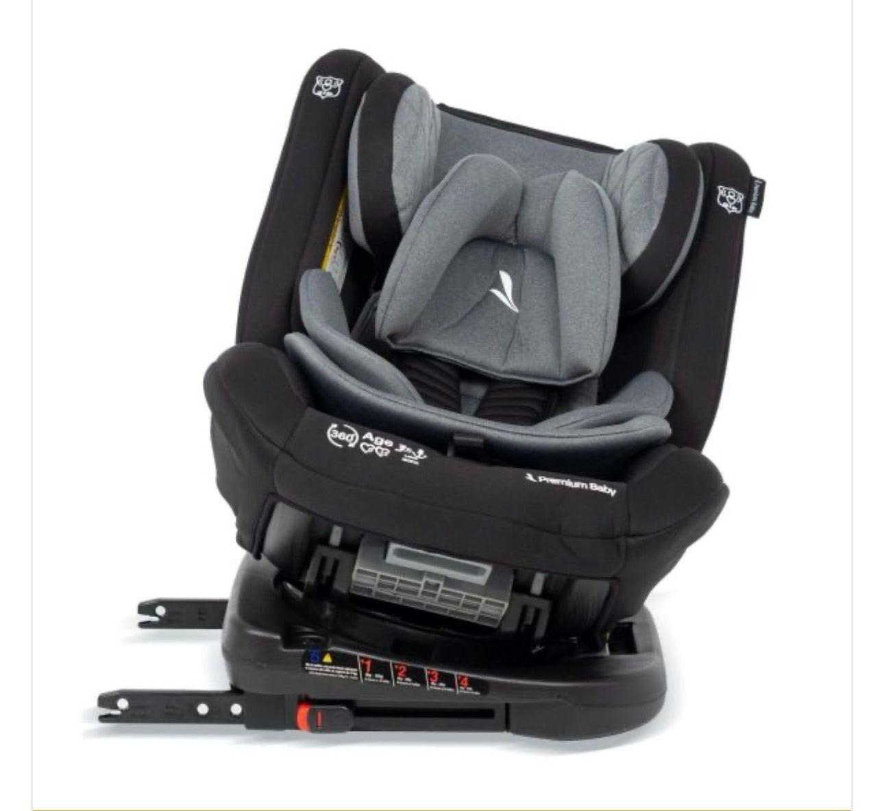 Premium Baby Silla de Auto First 360° 2.0 ISOFIX & Top Tether Gris/Negro R.N.–36 kg – PB-CFX501 / 2096653 💛
