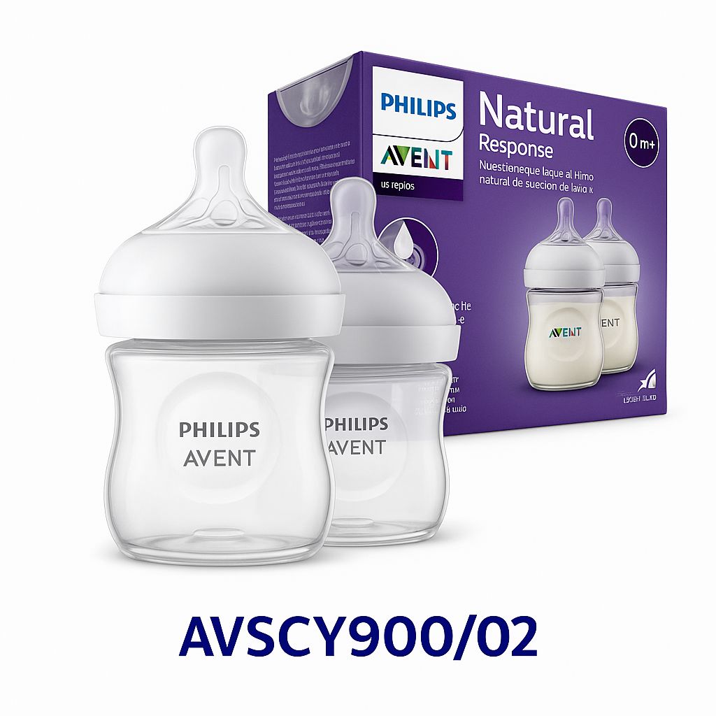 Philips Avent Set de 2 Biberones Natural Response Transparentes 125 ml – AVSCY900/02 / 8720689007368 💚