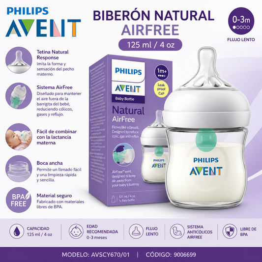 Avent biberón Natural AirFree 125ml 4oz – SCY670/01 - 9006699