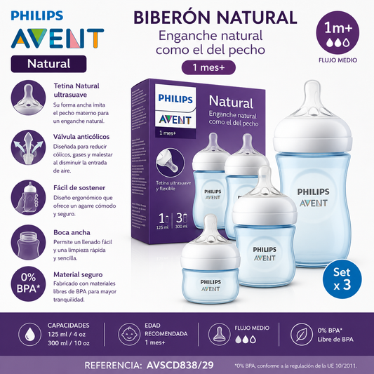 Avent Biberones Natural Set x3 – SCD838/29 - 9014045