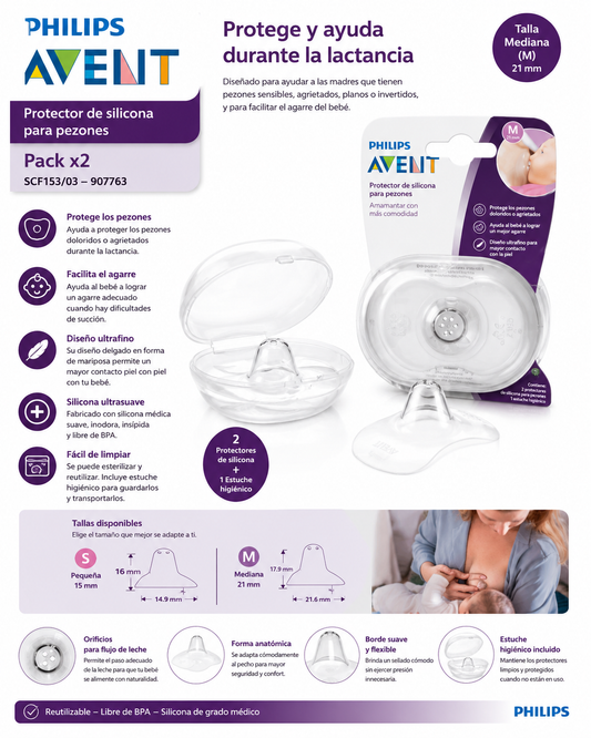 Avent Protector de Silicona para Pezones Pack x2 – SCF153/03 - 907763