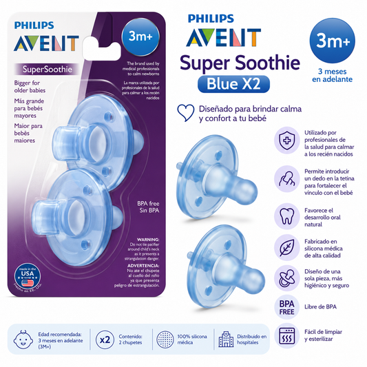 Avent Chupete Super Soothie Blue x2 3M+ SCF192/04 - 19204