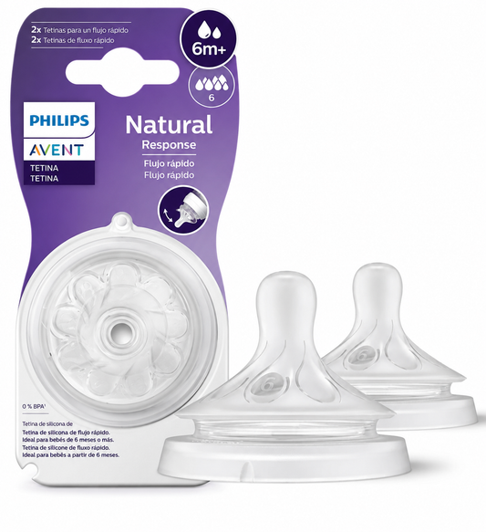 Avent Tetina Natural Response Flujo Rápido Liquido Espesos Pack x2 6M+ SCY965/02 - 9007061
