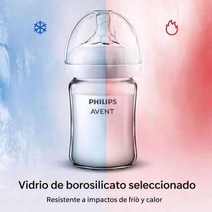 Avent Biberón Natural de Vidrio 125 ml / 4oz – 67953 - SCF671/13 67113 🍼                                        La forma más natural de alimentar a tu bebé desde el nacimiento.