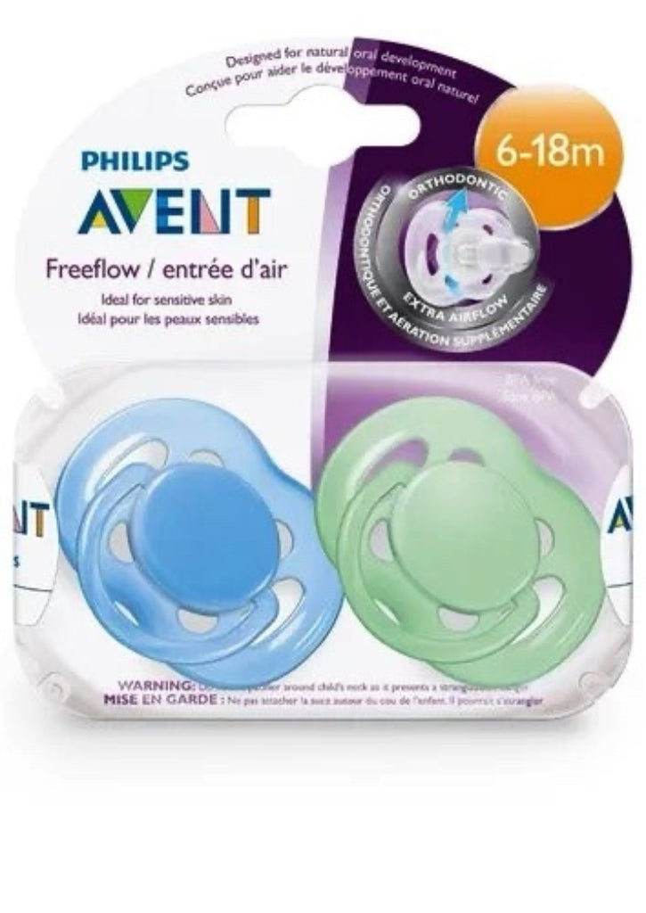 Avent Chupete Free-Flow BPA Free x2 - 6–18M - SCF178/24 ( Azul & Verde ) ( Rosa & Naranja ) 

👶 Comodidad, ventilación y desarrollo oral saludable para tu bebé.