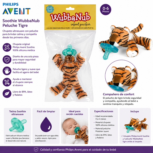 Avent Soothie Chupete WubbaNub Peluche Tigre 0–6M
324948