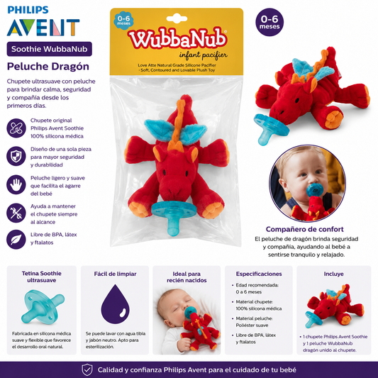 Avent Soothie Chupete WubbaNub Peluche Dragón        0–6M - 324948