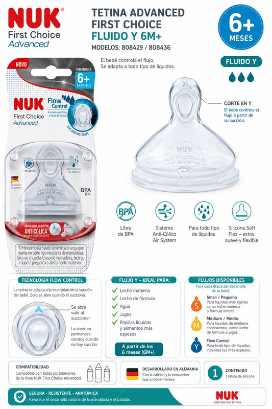 Nuk Tetina Advanced First Fluido Y 6M+ 808436 (6M+) Flujo Medio 808429