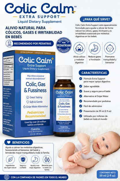 Colic Calm Plus Extra Support – Suplemento líquido para bebés 59 ml 💚