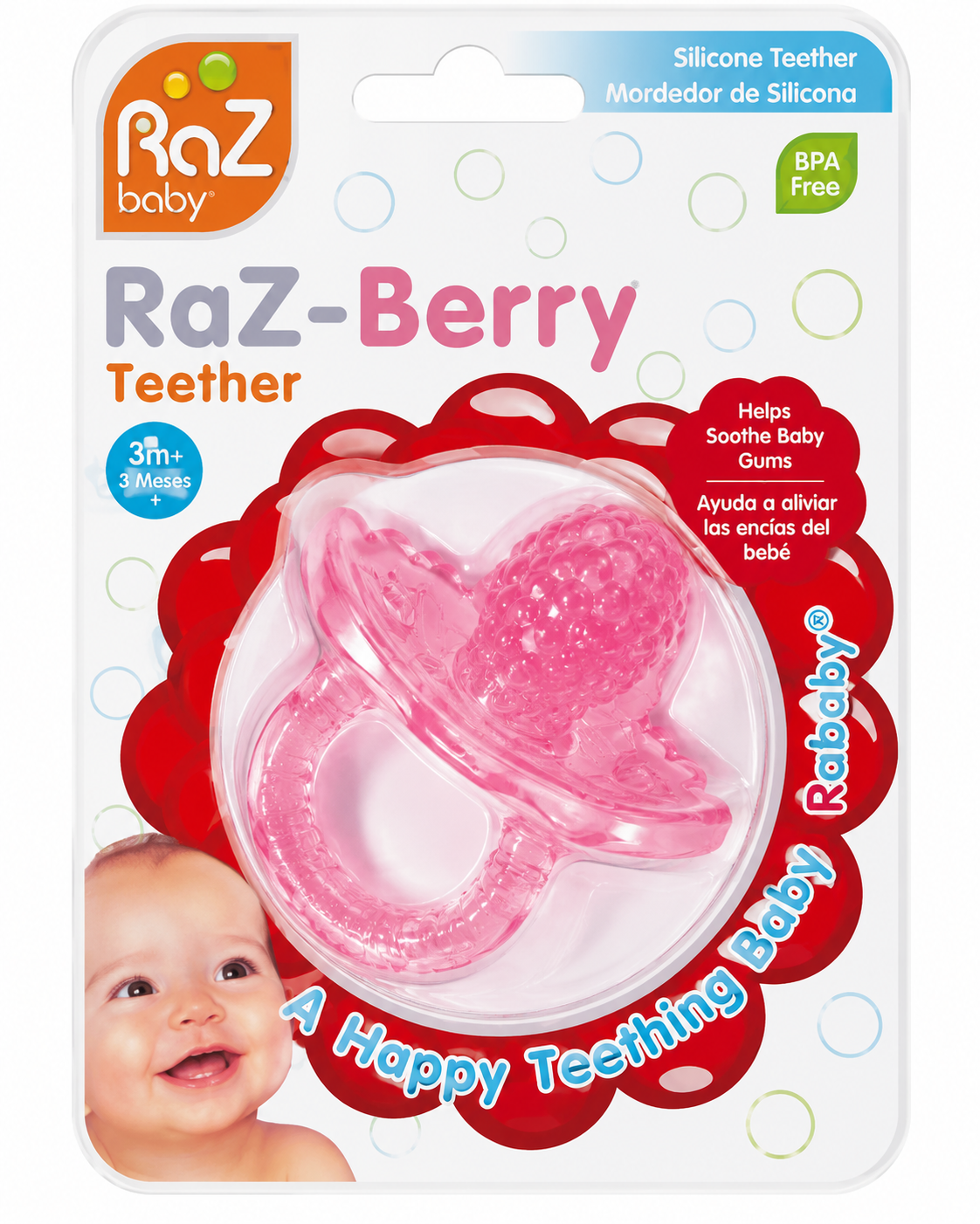 Razbaby Chupete Mordedor de Silicona Rosa 3M+ 340340