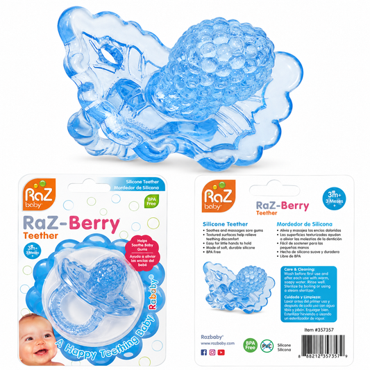 Razbaby Chupete Mordedor de Silicona Azul 3M+ 357357